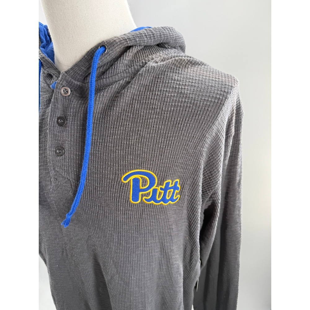 Colosseum Pitt Panthers Waffle Knit Henley‎ Hoodie Shirt Mens XXL NEW - Picture 3 of 9